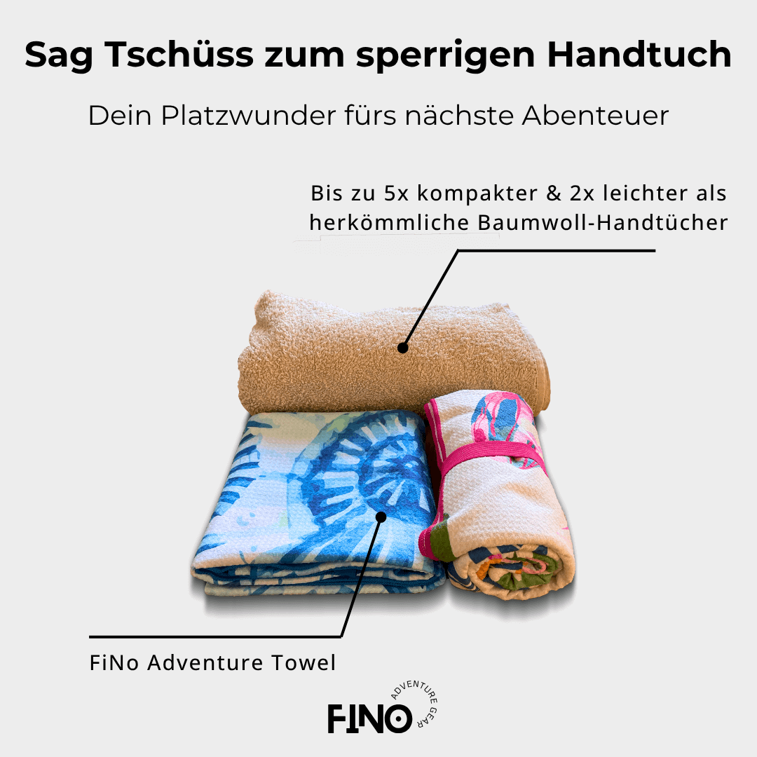 Produktvergleich: FiNo Adventure Towel vs. herkömmliches Mikrofaser-Handtuch