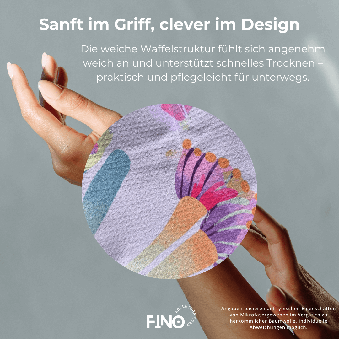 FiNo Adventure Towel Mikrofaser-Reisehandtuch mit weicher Waffelstruktur – angenehm im Griff und schnelltrocknend, ideal für unterwegs