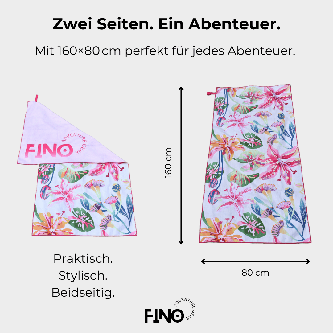 FiNo Handtuch mit doppelseitigem Design – Vorder- und Rückseite im Vergleich
